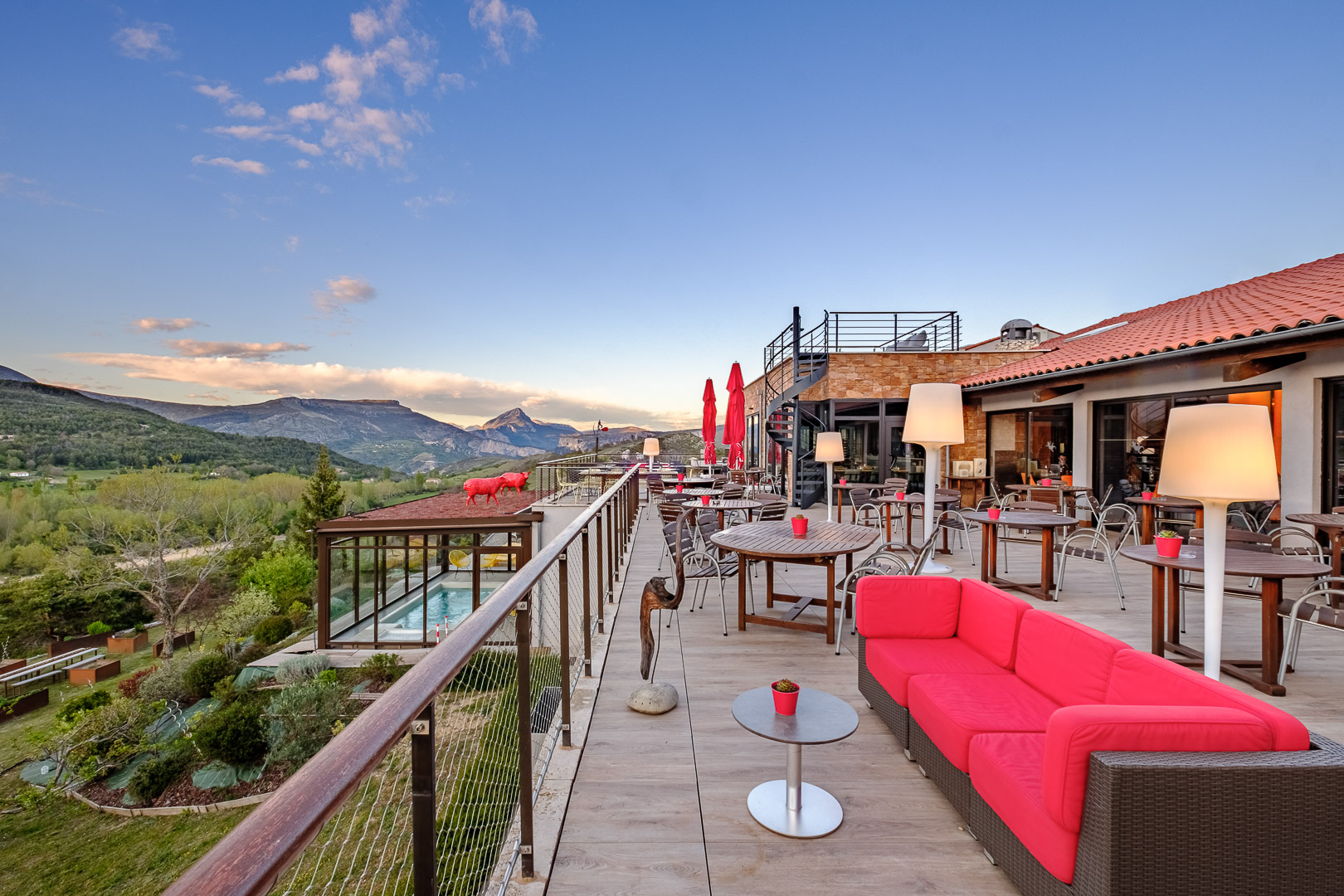 La terrasse de l'hôtel des Gorges du Verdon