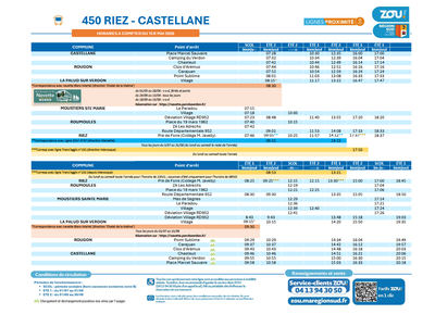 Horaires des autocars