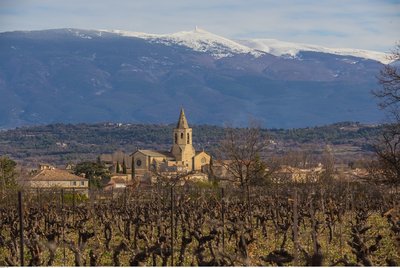 Village de Mazan sur fond du Ventoux