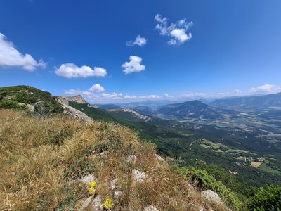 Au loin, l'antenne du Rocher de Beaumont