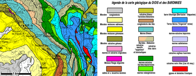 Carte géologique et légende de Nyons-Condorcet