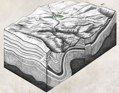 Croquis de la géologie du bassin rosanais